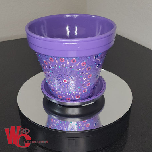 Amethyst 8" Hand Painted Mandala Terracotta Flower Pot w/Saucer