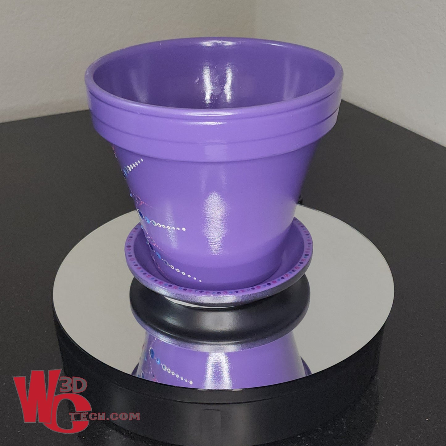 Amethyst 8" Hand Painted Mandala Terracotta Flower Pot w/Saucer