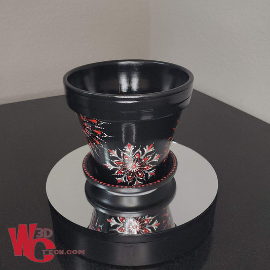 Nova 8" Hand Painted Mandala Terracotta Flower Pot w/Saucer