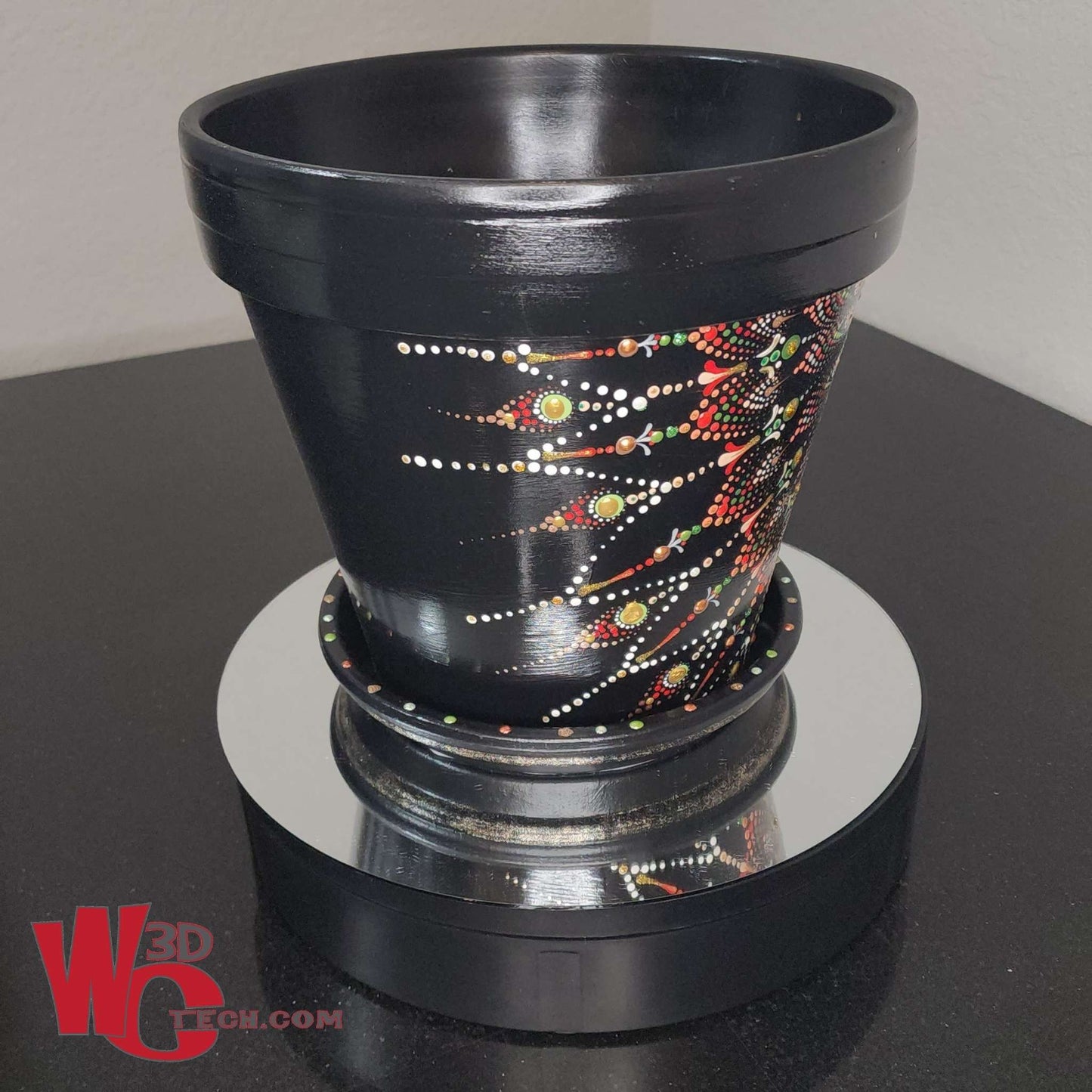 Royal Drape 10" Hand Painted Mandala Terracotta Flower Pot w/Saucer