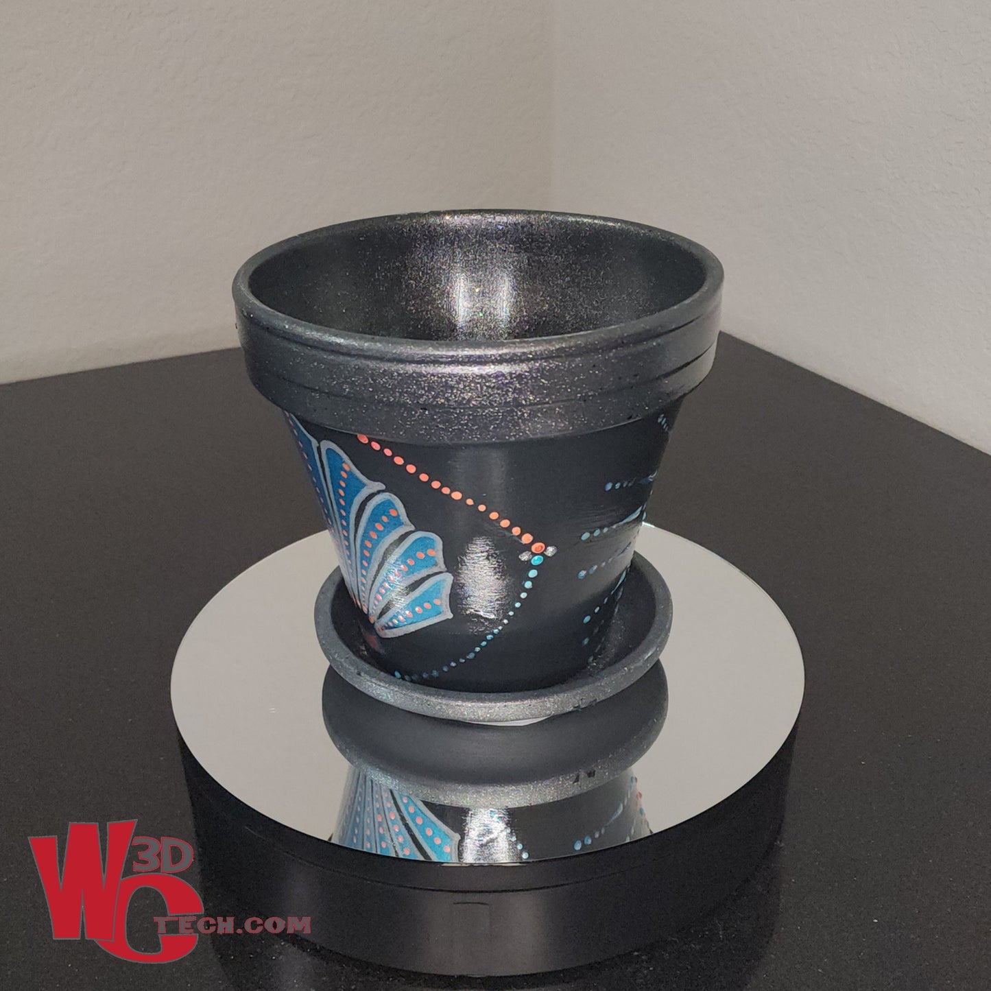 Seashell 8" Hand Painted Mandala Terracotta Flower Pot w/Saucer