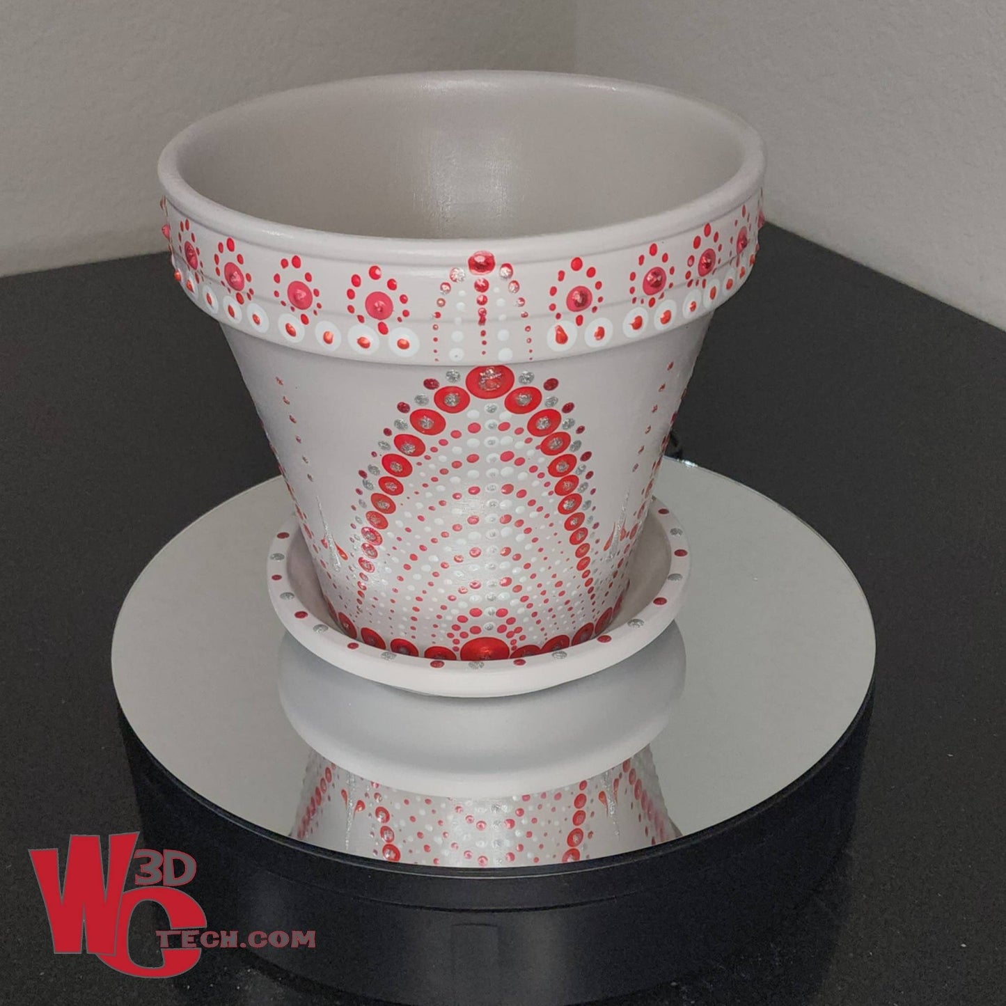 Winterberry 8" Hand Painted Mandala Terracotta Flower Pot w/Saucer