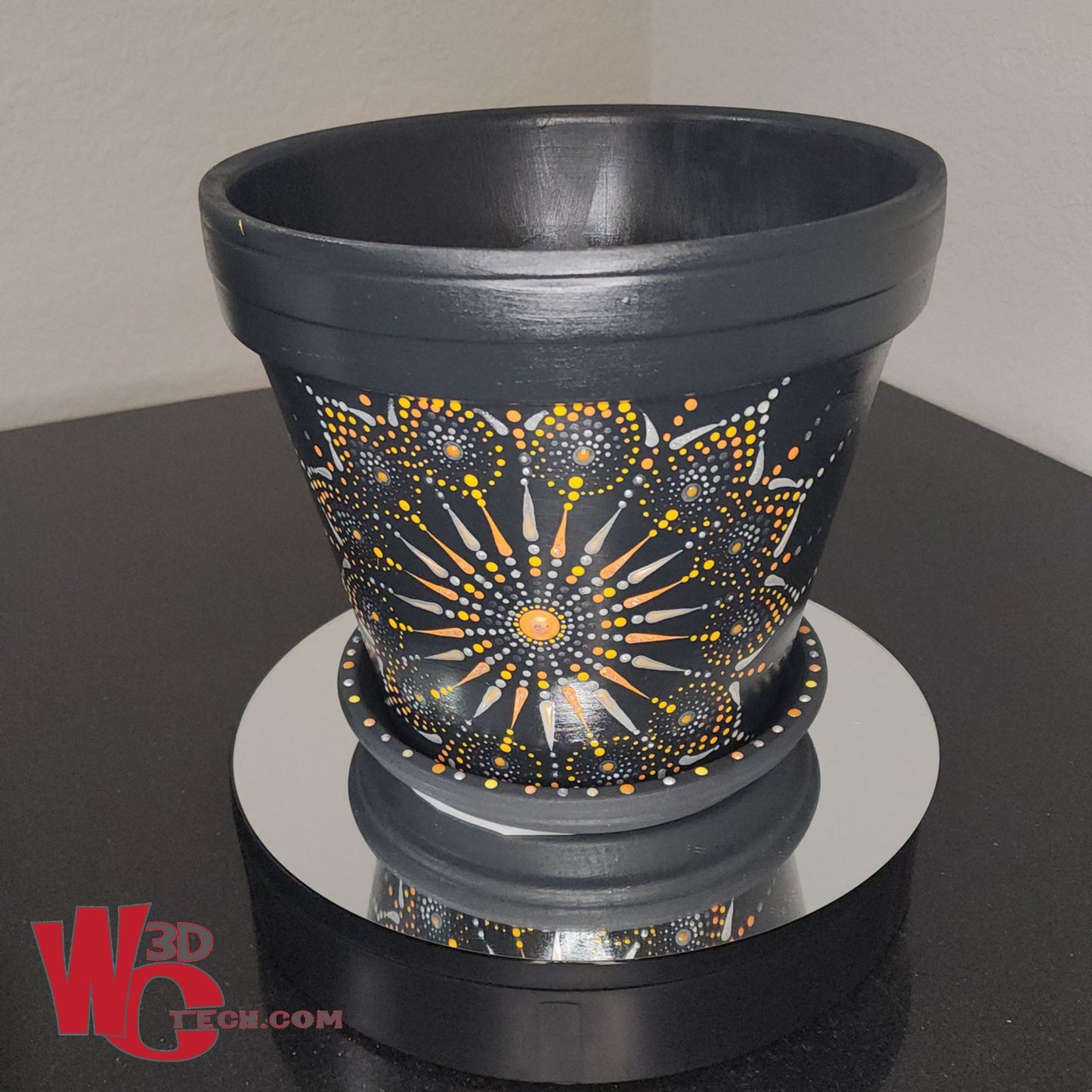 *Orion's Belt 10" Hand Painted Mandala Terracotta Flower Pot w/Saucer