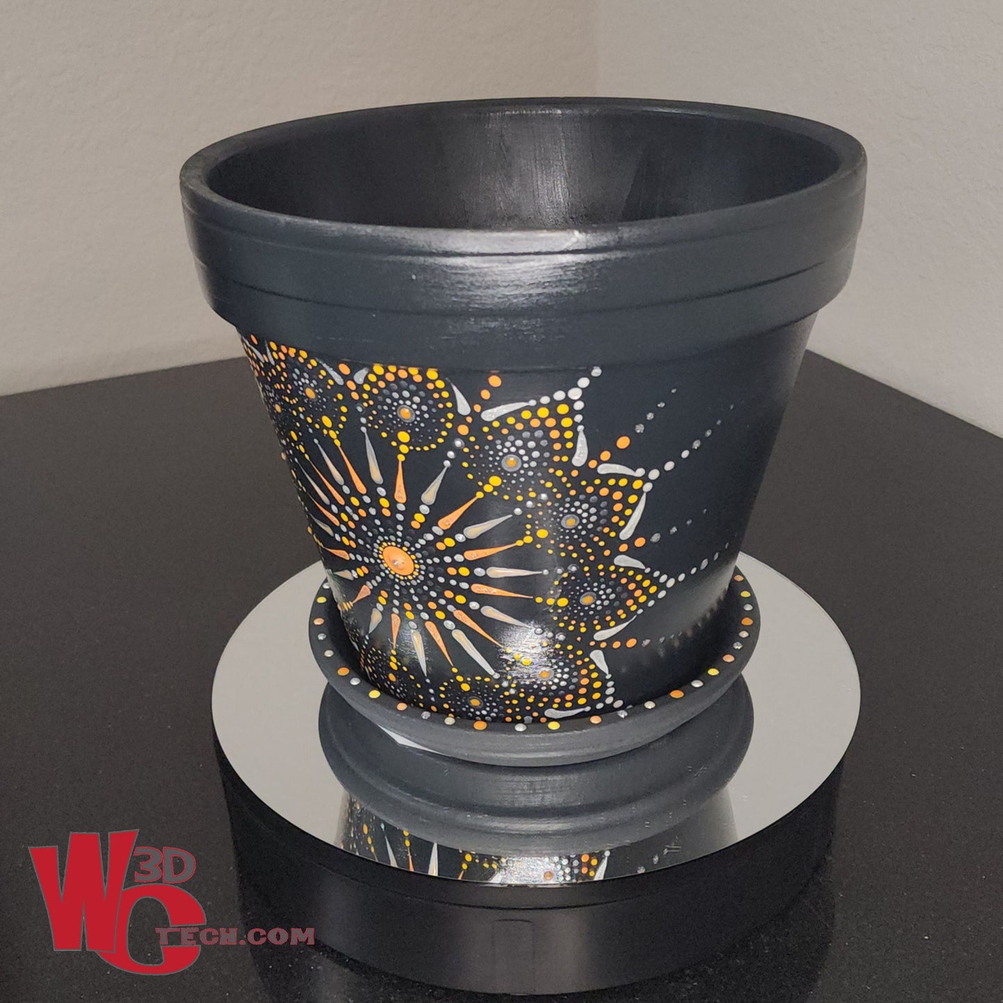 *Orion's Belt 10" Hand Painted Mandala Terracotta Flower Pot w/Saucer