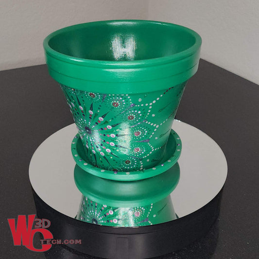 Emerald 8" Hand Painted Mandala Terracotta Flower Pot w/Saucer