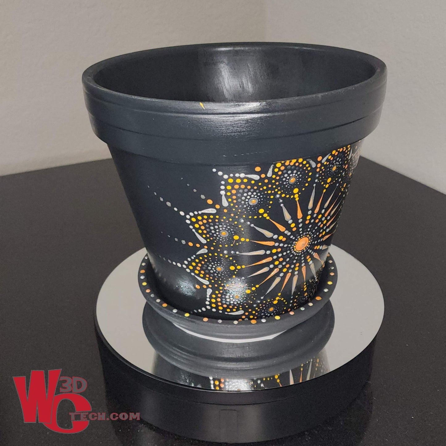 Orion's Belt 10" Hand Painted Mandala Terracotta Flower Pot w/Saucer