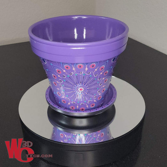 Amethyst 8" Hand Painted Mandala Terracotta Flower Pot w/Saucer