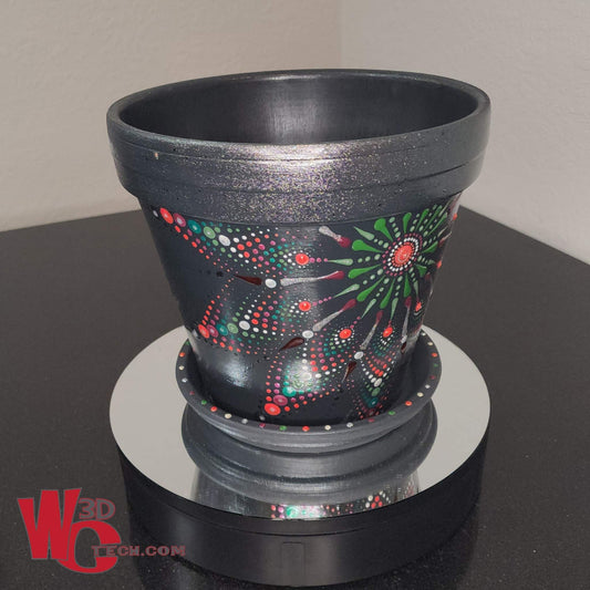 Cosmo 10" Hand Painted Mandala Terracotta Flower Pot w/Saucer