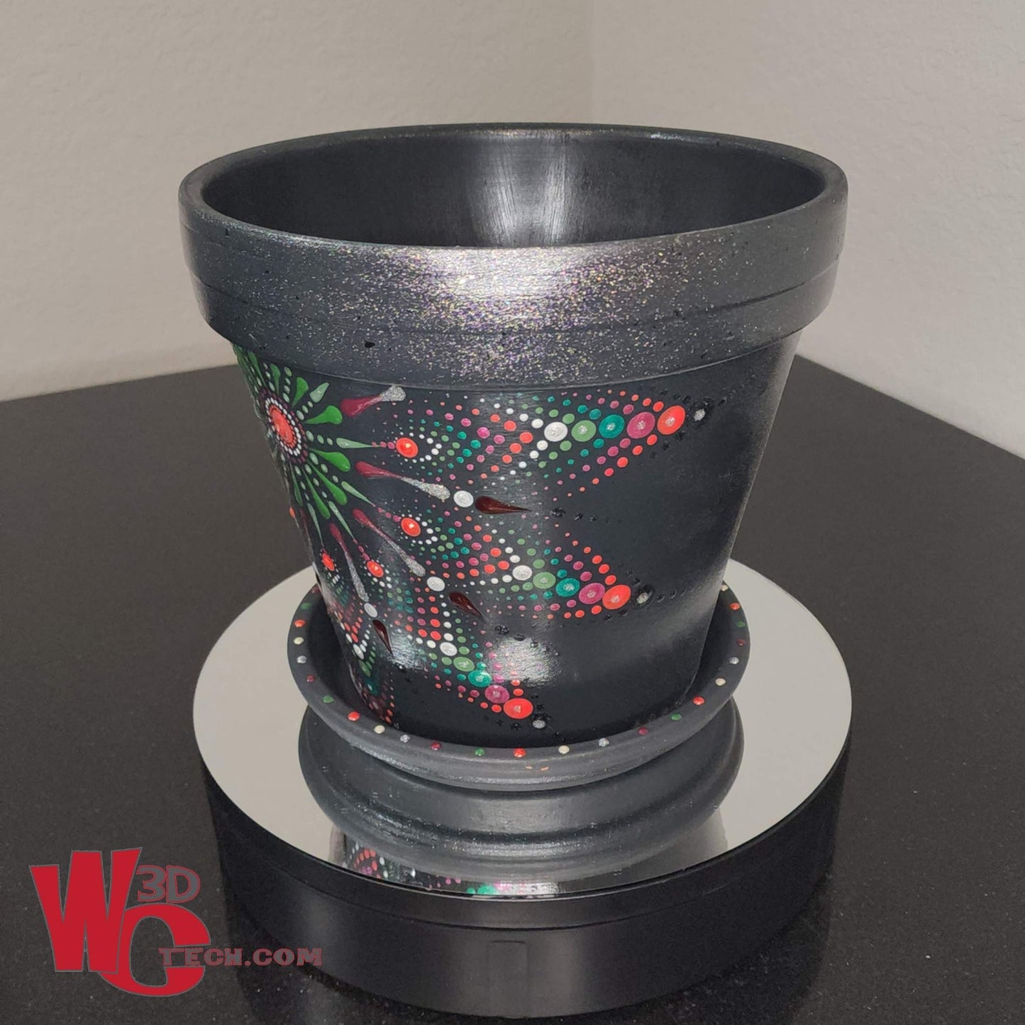 Cosmo 10" Hand Painted Mandala Terracotta Flower Pot w/Saucer