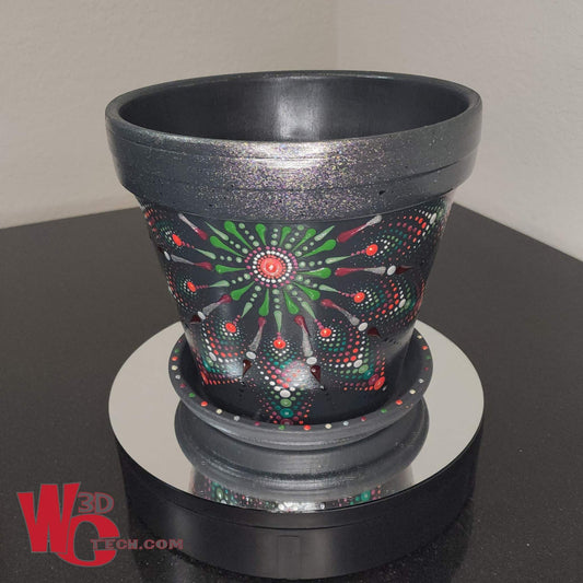 Cosmo 10" Hand Painted Mandala Terracotta Flower Pot w/Saucer