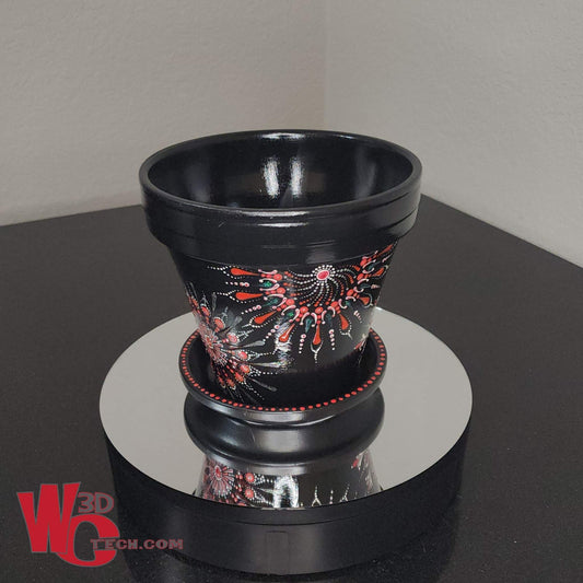 Nova  8" Hand Painted Mandala Terracotta Flower Pot w/Saucer