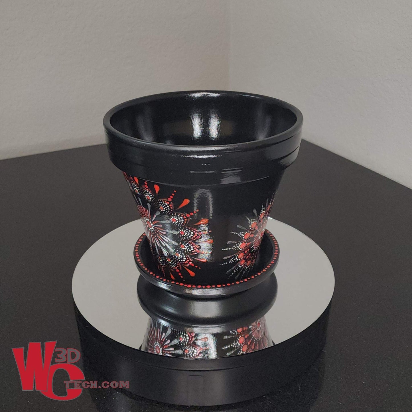 Nova  8" Hand Painted Mandala Terracotta Flower Pot w/Saucer