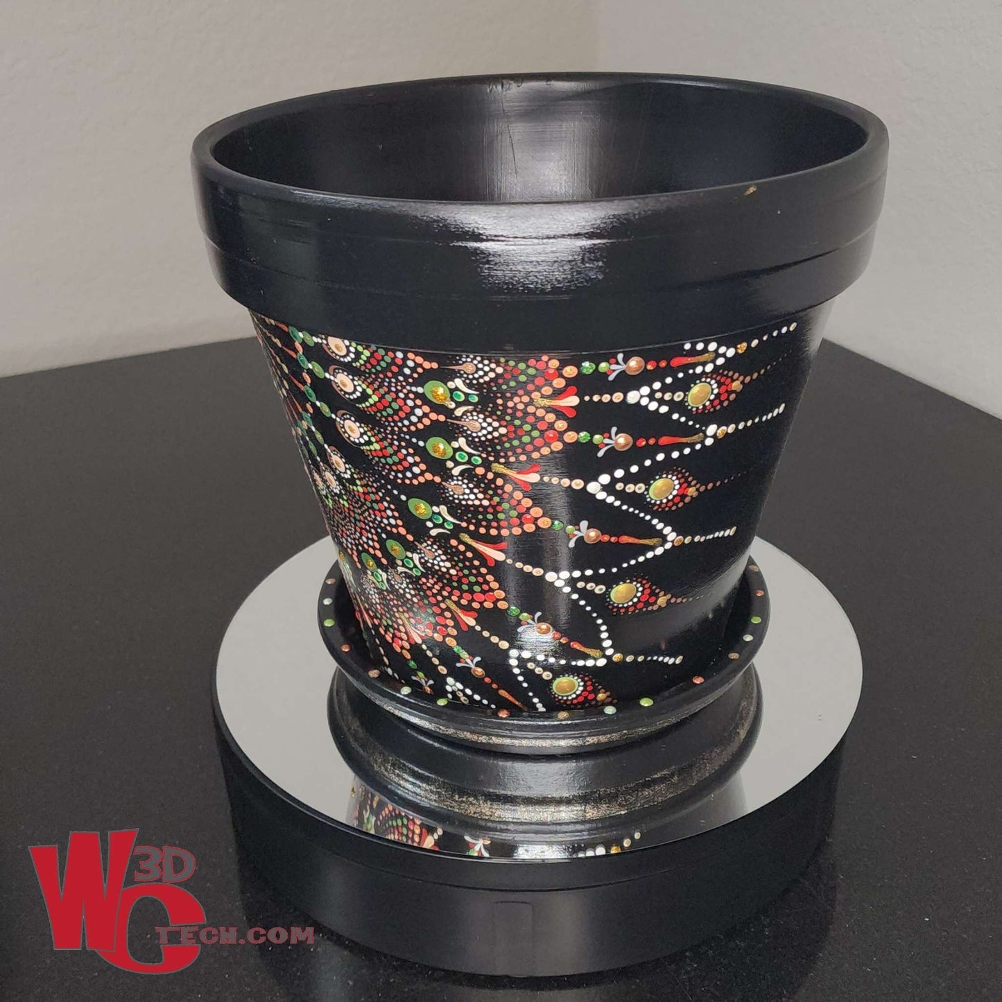 Royal Drape 10" Hand Painted Mandala Terracotta Flower Pot w/Saucer