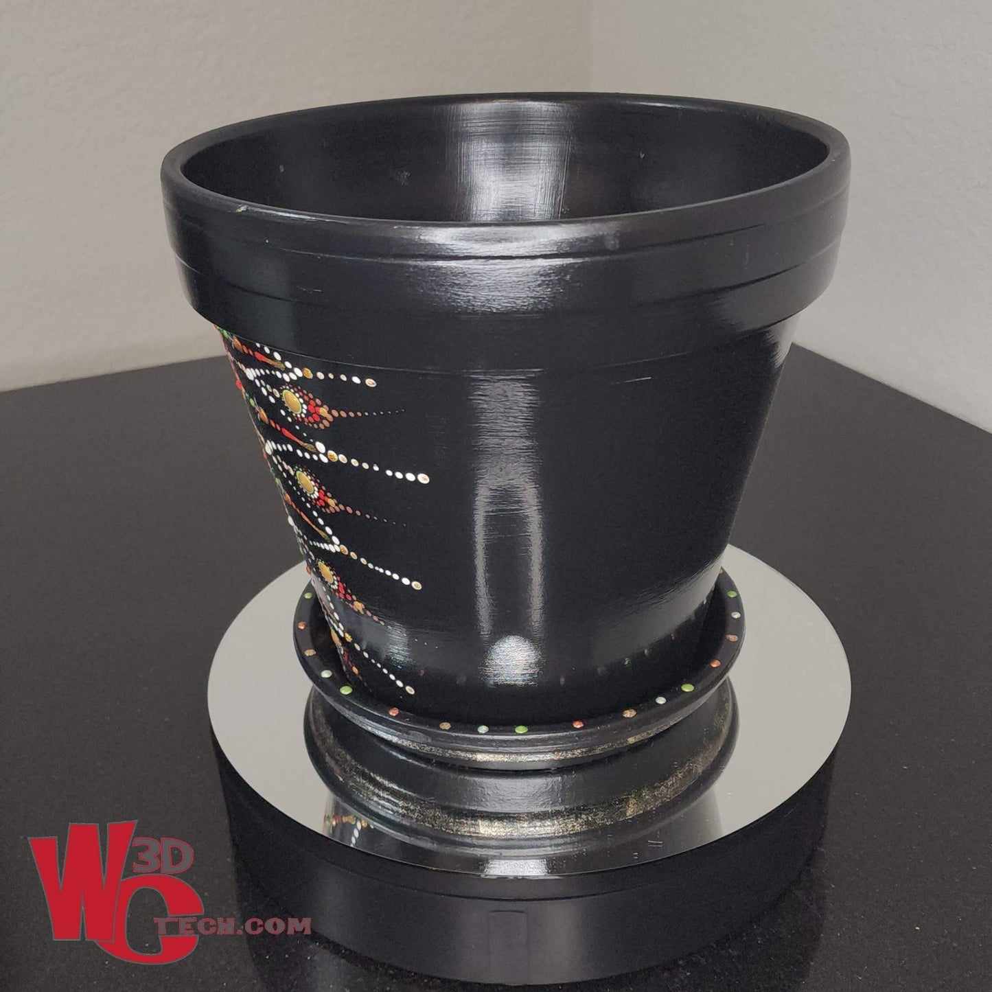 Royal Drape 10" Hand Painted Mandala Terracotta Flower Pot w/Saucer