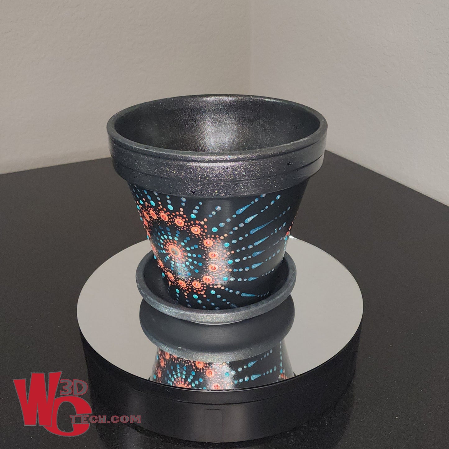 Seashell 8" Hand Painted Mandala Terracotta Flower Pot w/Saucer