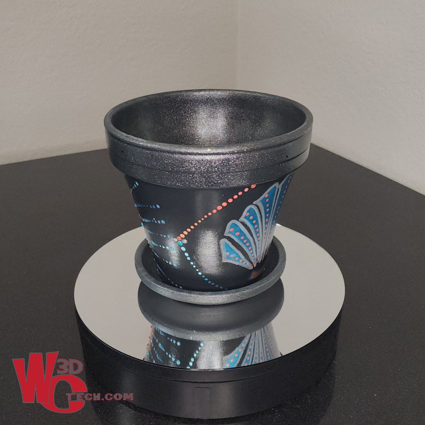 Seashell 8" Hand Painted Mandala Terracotta Flower Pot w/Saucer