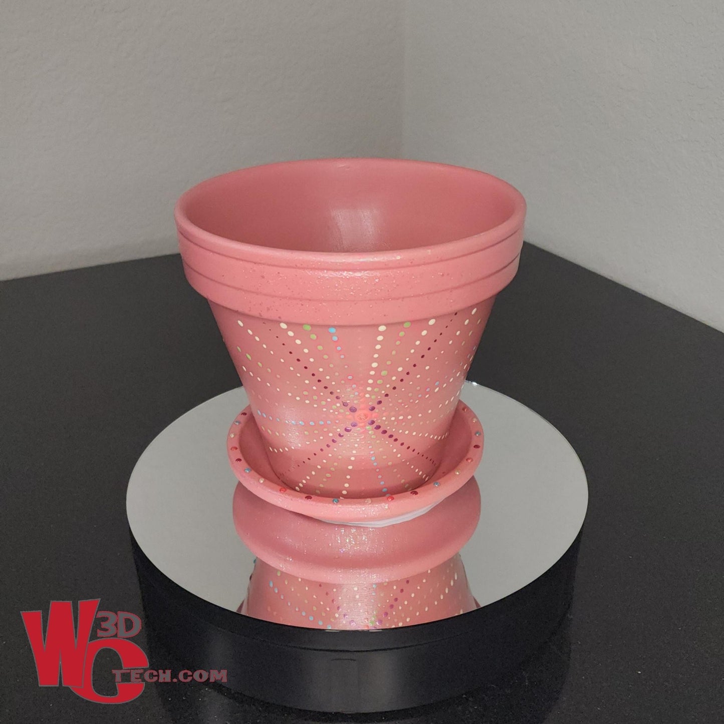 Sugar Plum 8" Hand Painted Mandala Terracotta Flower Pot w/Saucer