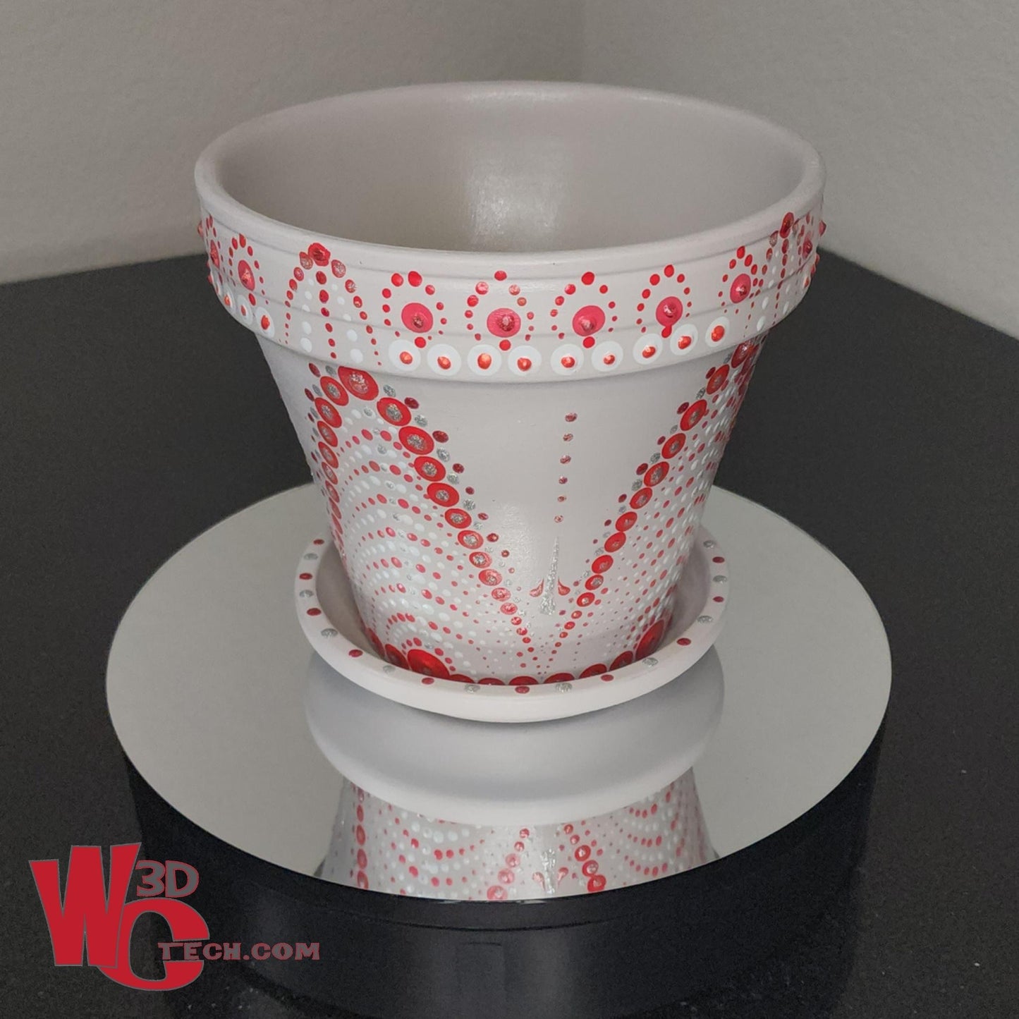 Winterberry 8" Hand Painted Mandala Terracotta Flower Pot w/Saucer