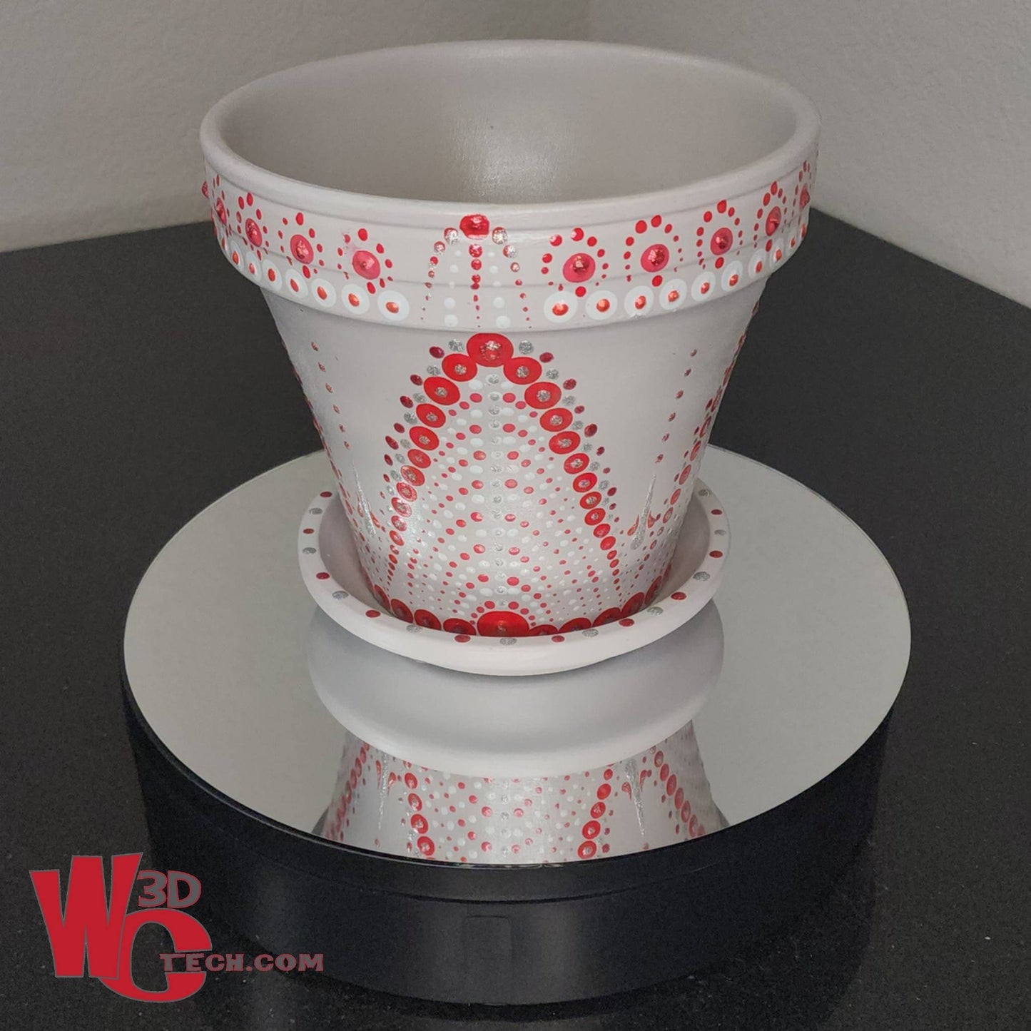 Winterberry 8" Hand Painted Mandala Terracotta Flower Pot w/Saucer