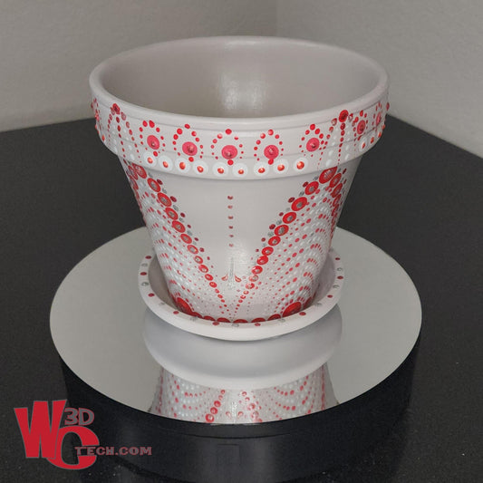 Winterberry 8" Hand Painted Mandala Terracotta Flower Pot w/Saucer