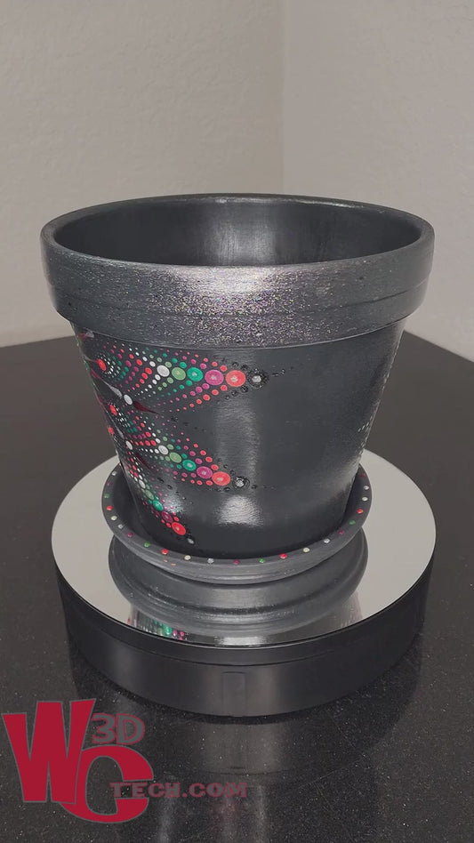 *Cosmo 10" Hand Painted Mandala Terracotta Flower Pot w/Saucer