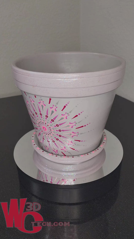 *Cotton Candy 10" Hand Painted Mandala Terracotta Flower Pot w/Saucer