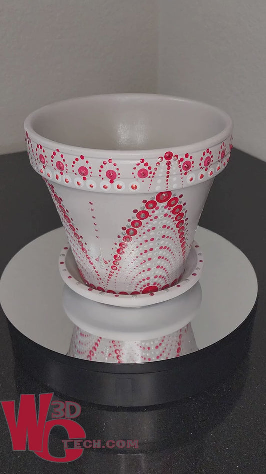 *Winterberry 8" Hand Painted Mandala Terracotta Flower Pot w/Saucer