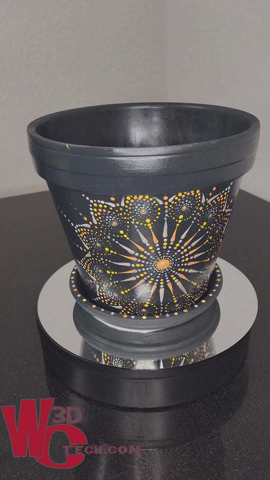 *Orion's Belt 10" Hand Painted Mandala Terracotta Flower Pot w/Saucer